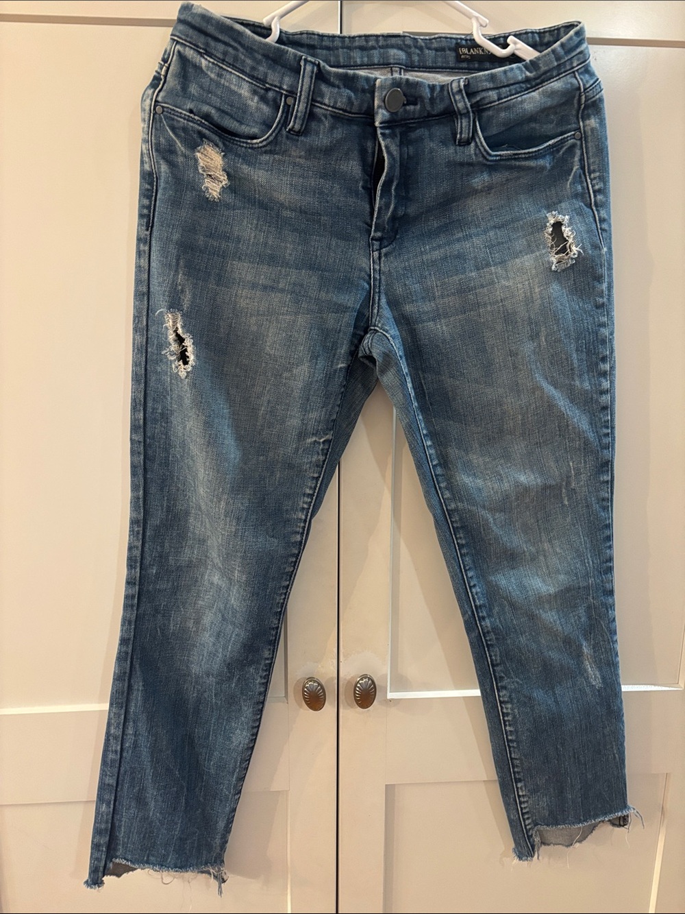 Blank NYC Distressed Blue Ankle Crop Jeans